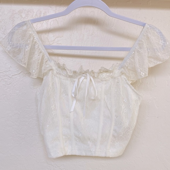 SHEIN Lace Off-Shoulder Crop Top NWOT - Picture 2 of 7